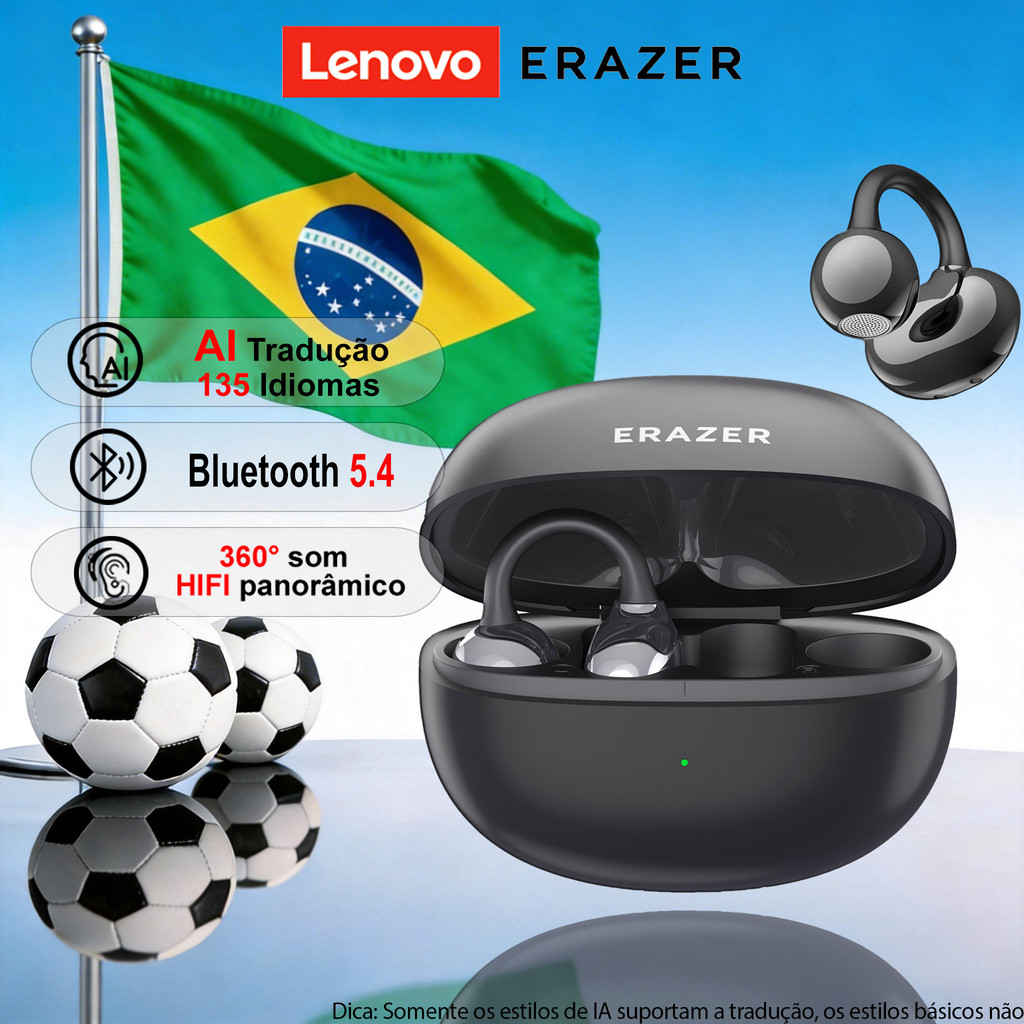 ERAZER XF36 Al Tradução 135 Idiomas Em Tempo Real Fone De Ouvido Bluetooth Sem Fio 6.0 Som Surround 360° Microfon