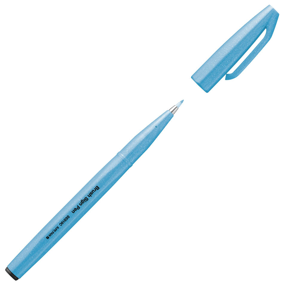 Caneta hidrográfica Brush Sign Pen Azul Claro Fluorescente Pentel