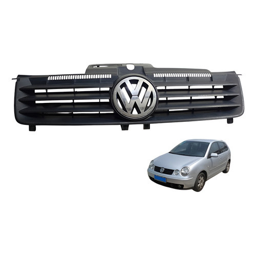 Grade Emblema Dianteiro Vw Polo 2003 2004 2005 2007 2008 Preto Ambos Lados