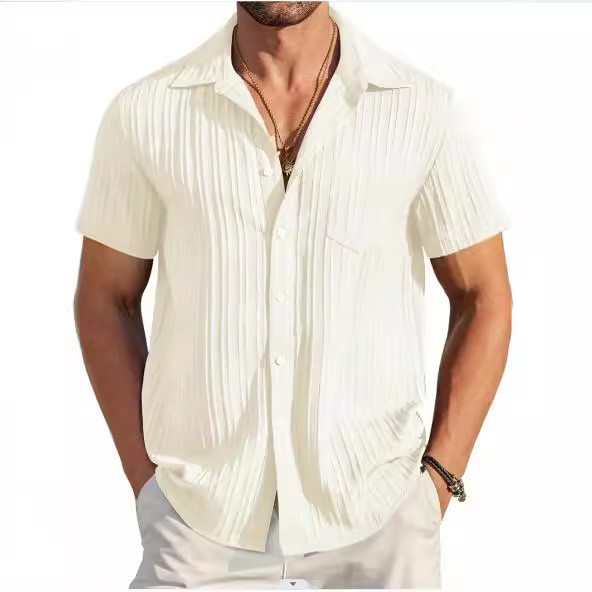 2025 moda masculina Wear verão moda masculina listrado cor bloqueio negócios fino ajuste camisa Casual camisa de manga c