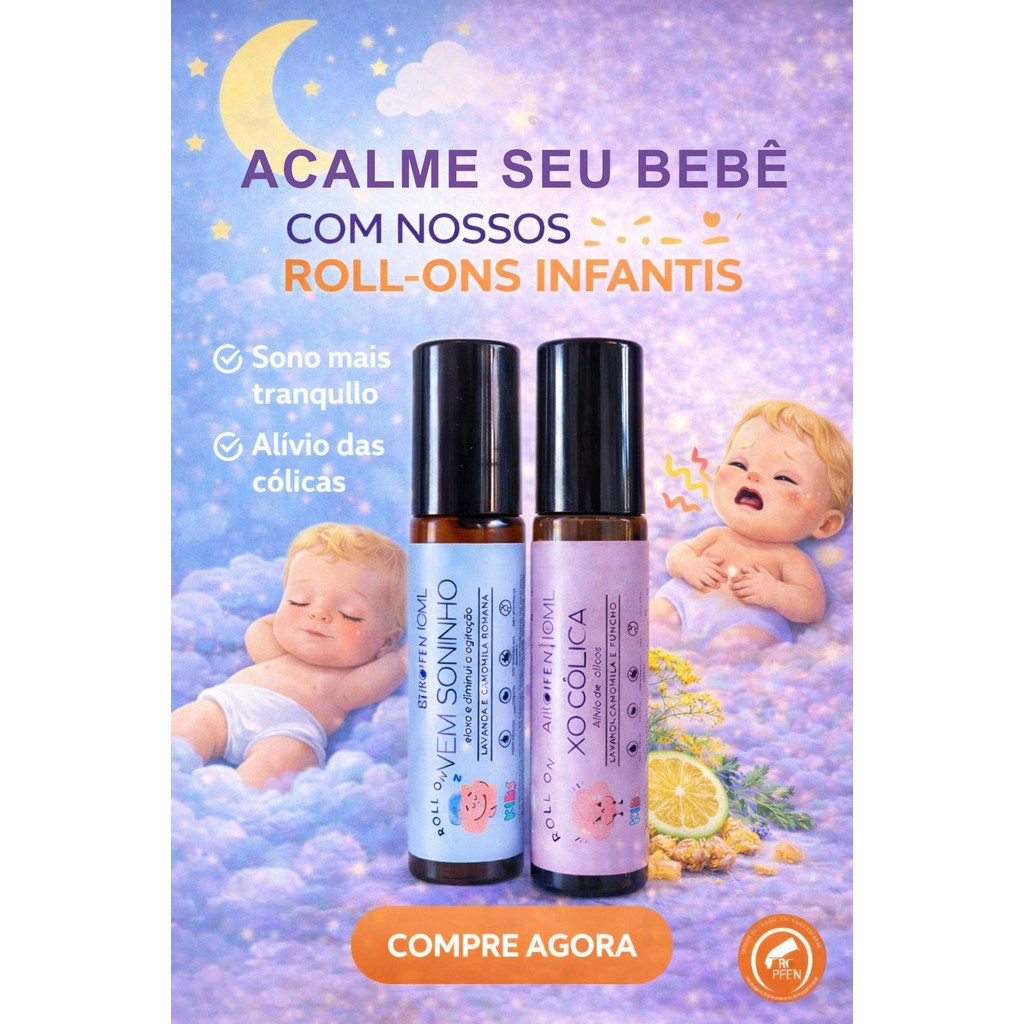 Kit Mais Vendidos Blend Roll-on de Óleo Essenciais Infantil Soninho + Xô Cólica Tropfen