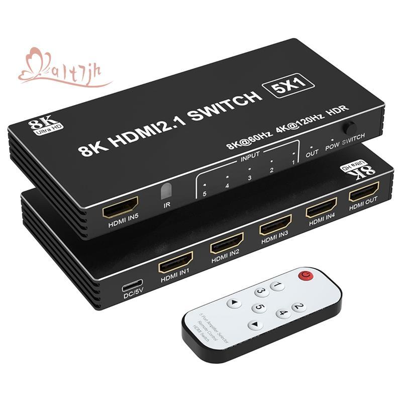 5 Em 1 Saída-Compatível 2.1 Switch Splitter Switcher 8K @ 60Hz 4K 120Hz Com Controle Remoto Para/4/3
