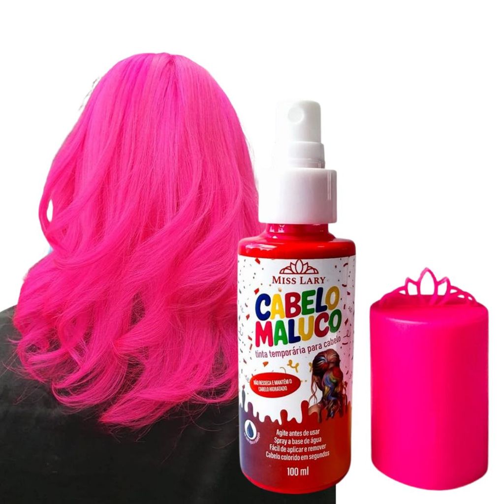Tinta Spray Azul Miss Lary ML-1009-Rosa Cabelo Maluco Carnaval Festa Cosplay Lavavel 100ML