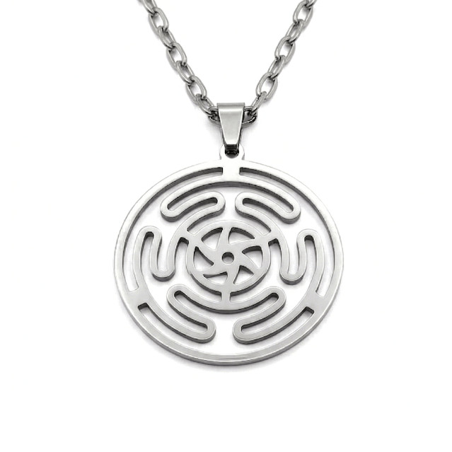 Colar Roda de Hécate Aço Inox 3,5cm Amuleto Wicca Proteção Místico