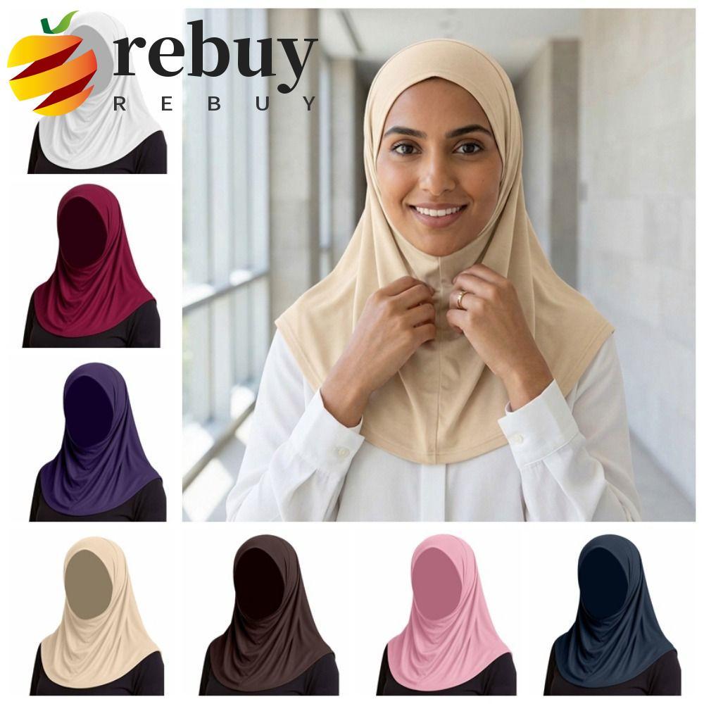 REBUY1 Chapéu Para Cabeça , Elegante Cor Sólida Ramadan Hijab , Elástico Macio Simples Capa Boné Envoltório Ao Ar Livre