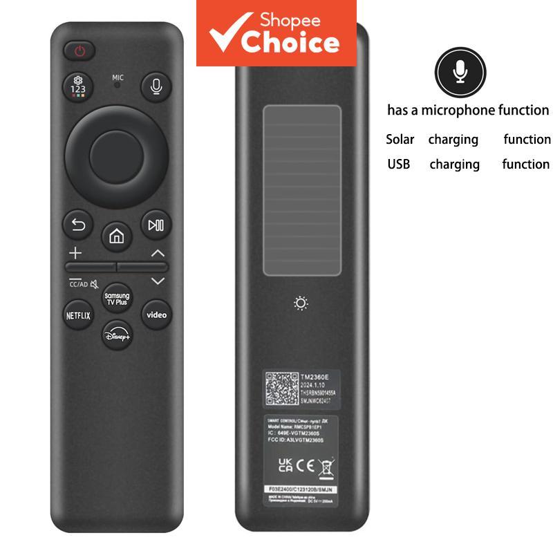 Controle Remoto de Voz Solar para Carregamento USB-C de Smart TVs Samsung 4K 8K Android / BN59-01432A / BN59-01432J /