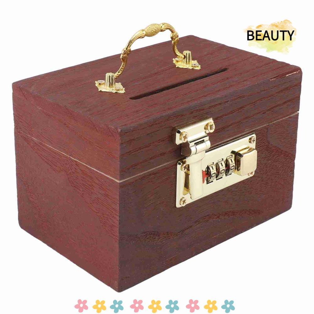 BEAUTYHOMEBR Caixa De Armazenamento De Dinheiro Com Trava , Baú De Tesouro De Segurança Senha , Material
