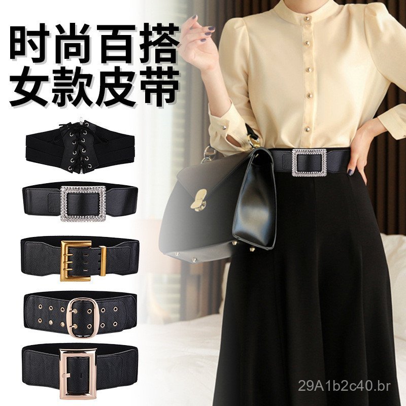 Cinto decorativo feminino para casacos, largo e versátil para vestidos, simples e versátil, modelador de cintura, cinta