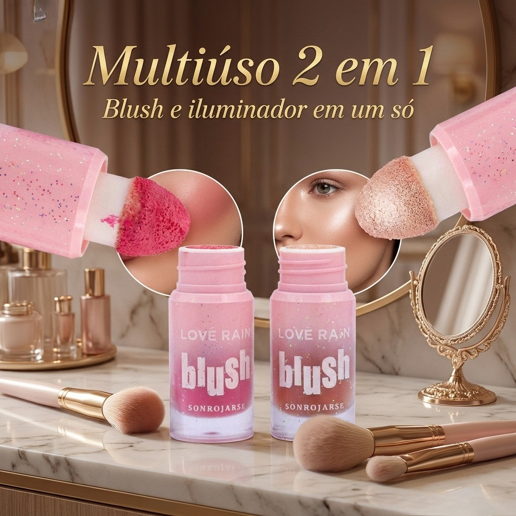 Blush Líquido com Aplicador - Lové Rain | Cor Natural e Radiante