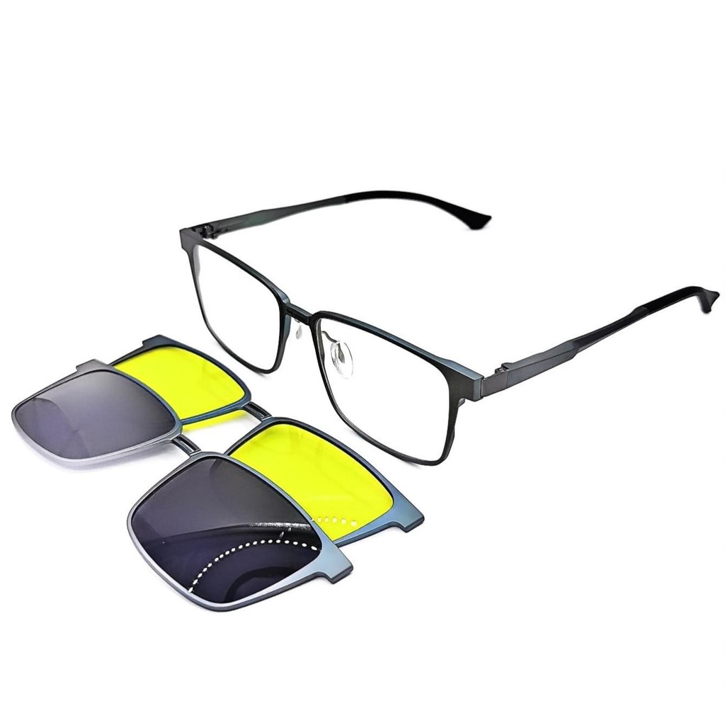 Armaçao para oculos,Clip-On 3em1, armacao+2 lentes polarizados