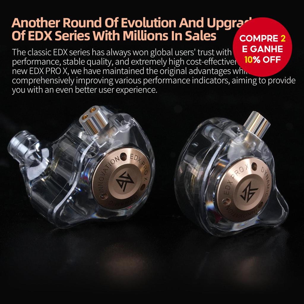 Fones de ouvido KZ EDX PRO X, fones de ouvido dinâmicos com graves de alta fidelidade, fones esportivos para música,