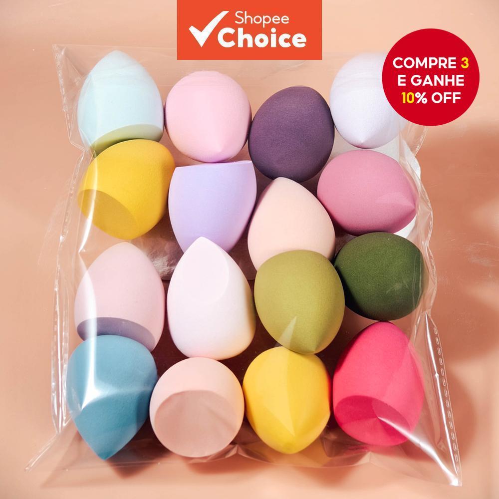 Conjunto de 4/8/16 esponjas de maquiagem, material amigo da pele, visual natural, ideal para uso diário, formatos e em Oferta na Shopee