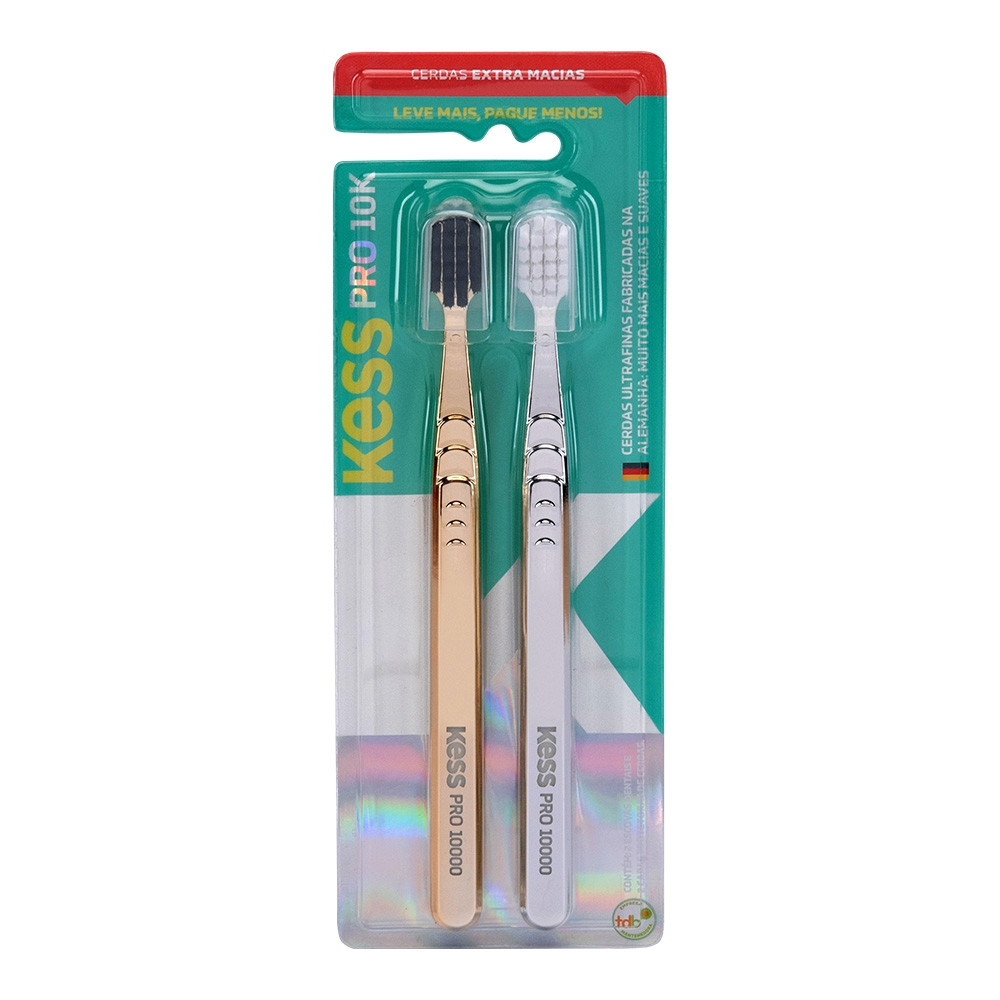 Kit Escova Dental Kess Pro 10k Metalica Extra Macias C/2 em Oferta na Shopee