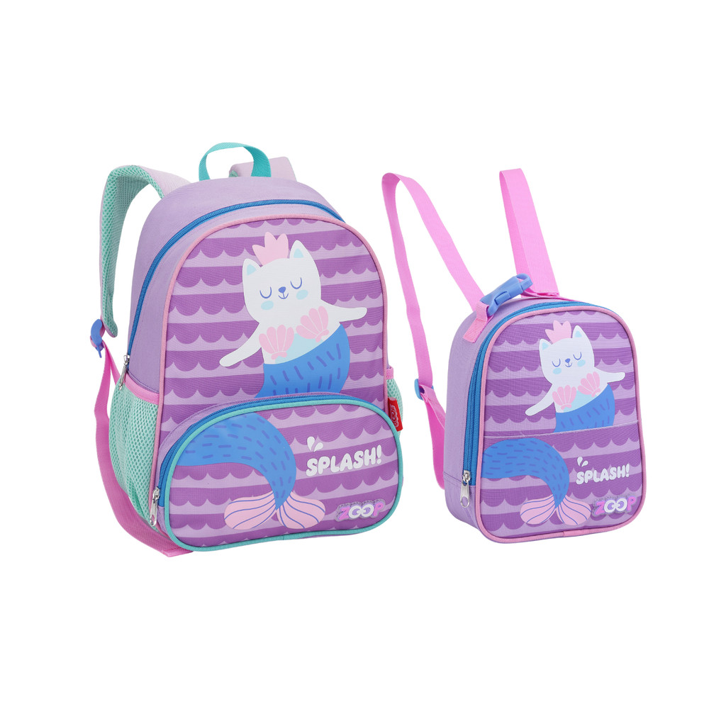 Conjunto Mochila Infantil 13” + Lancheira Seanite Zoop Sereia/Gatinha Escolar
