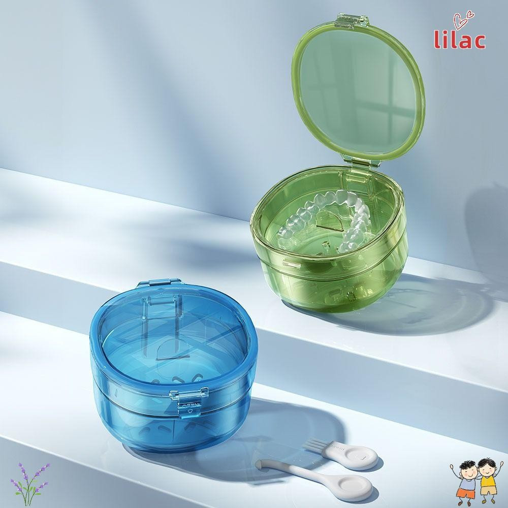 Caixa De Aparelho LILAC , Limpeza De Dentadura Selada Transparente , Mini Protetor Bucal De Drenagem De Camada Dupla