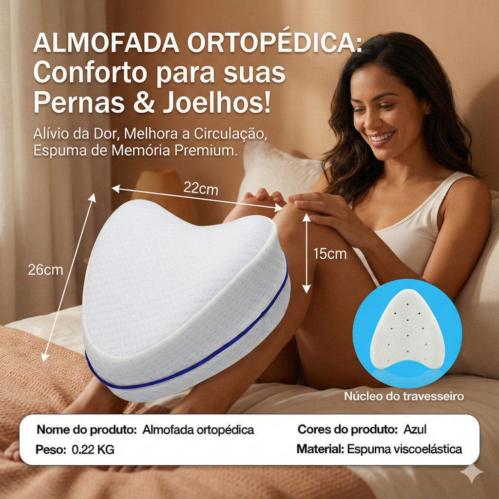 Almofada De Postura Ortopédica Travesseiro para Pescoço Pernas Joelho Pés