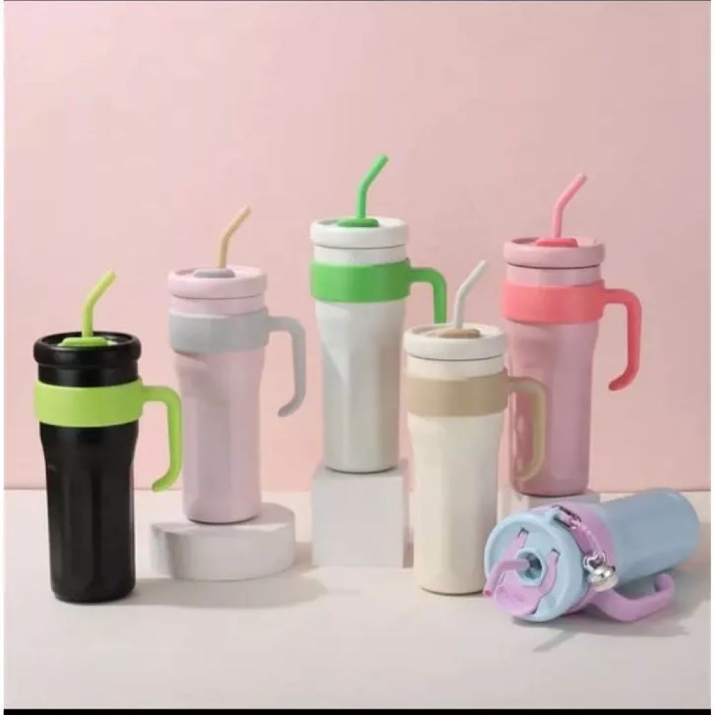 Inox 316 1200ml Copo Térmico Garrafa 2 Em 1 Com Alça E Canudo Grande Portátil Academia Viagem Trabalho Quente F(LL-4008)