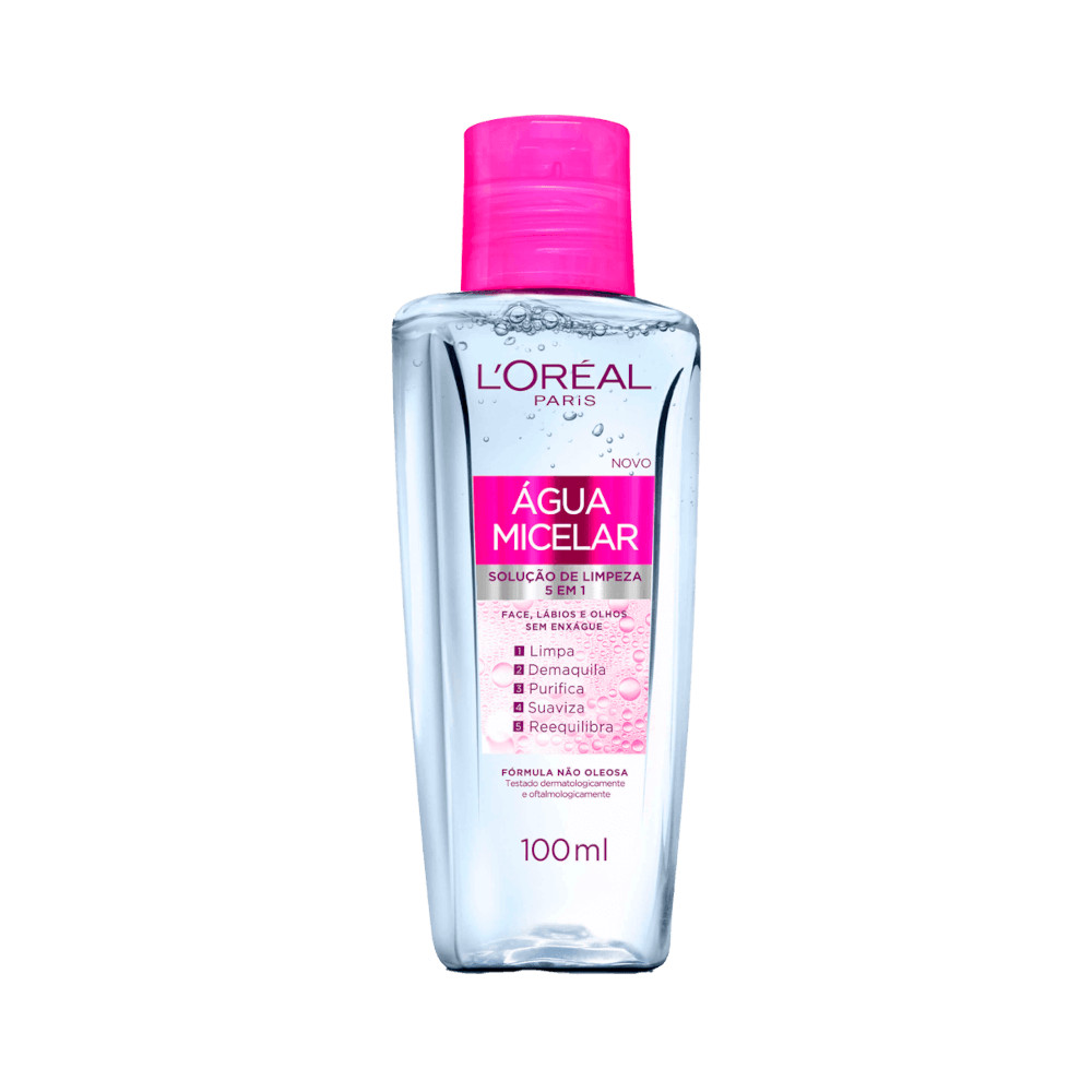 Água Micelar L'Oréal Paris Solução de Limpeza Facial 5 em 1 100ml em Oferta na Shopee
