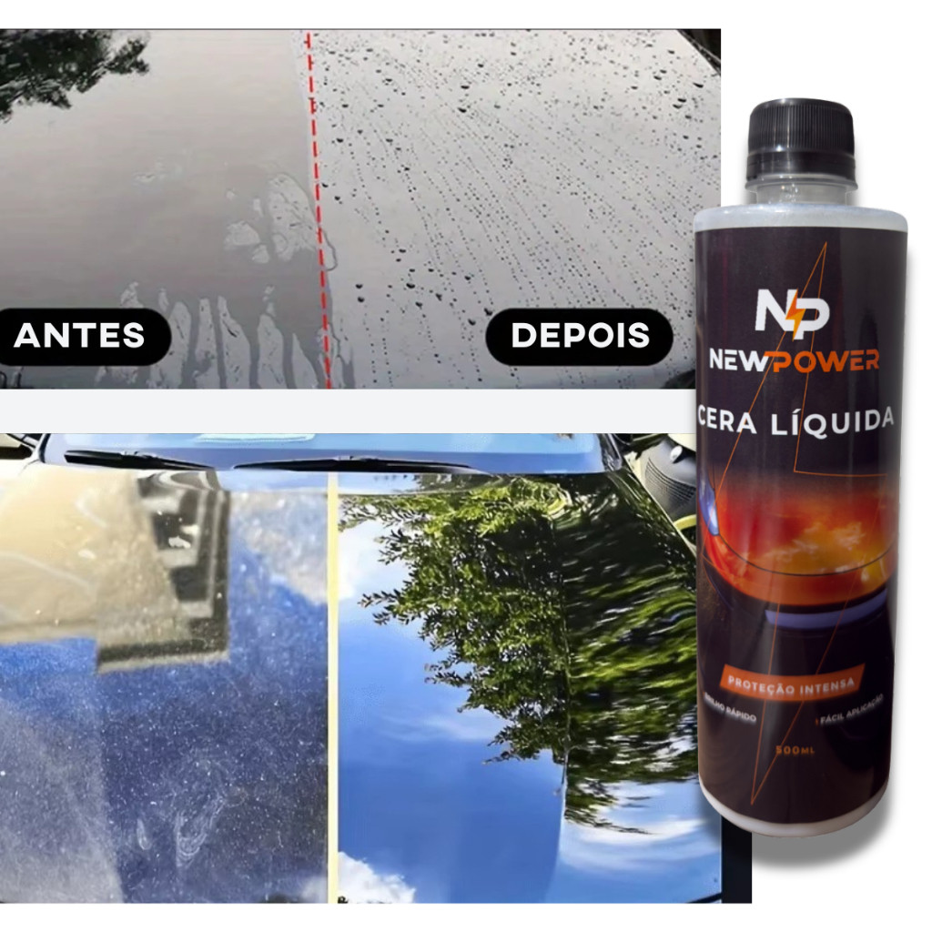 Cera Líquida Cristalizadora 500ml – Tira Riscos, Realça Brilho e Repele Água para Carros
New Power - em Oferta na Shopee