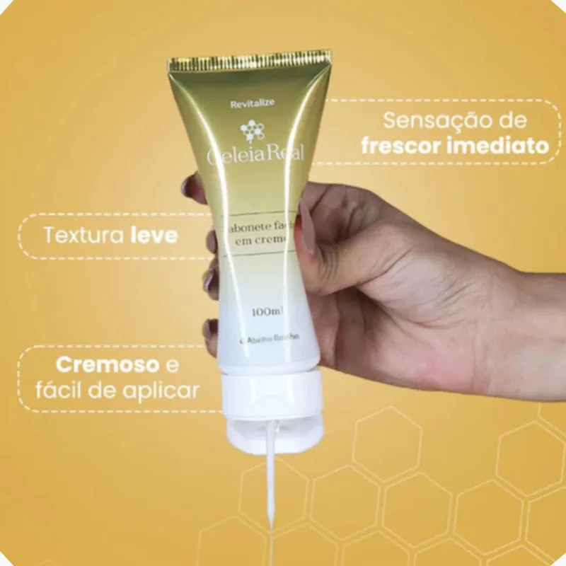 Sabonete Facial Em Creme Geleia Real Para Limpeza Hidratação Profunda Da Pele 100ml Abelha Rainha