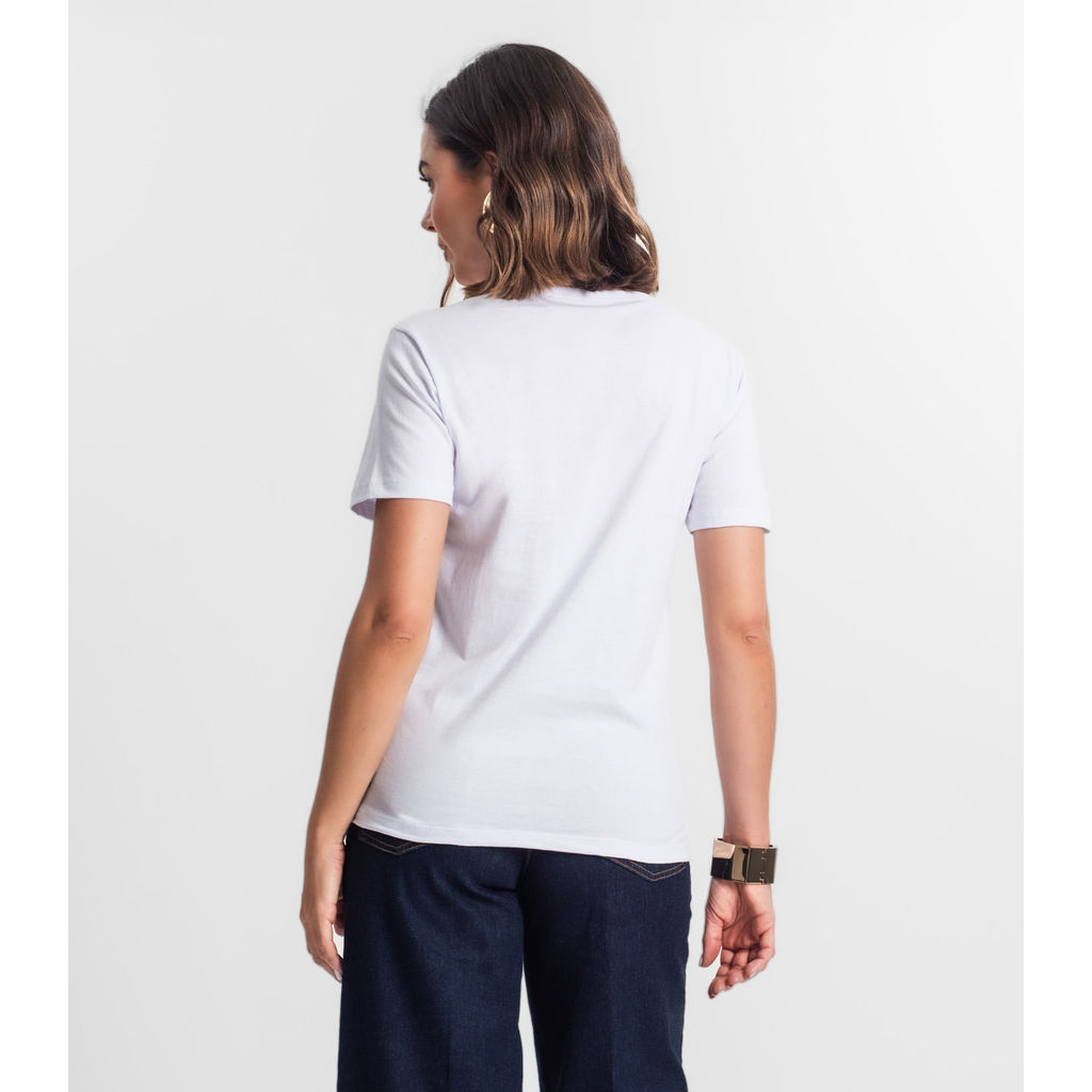 Detalhes do T-shirt Feminina Estampada Select Branco
