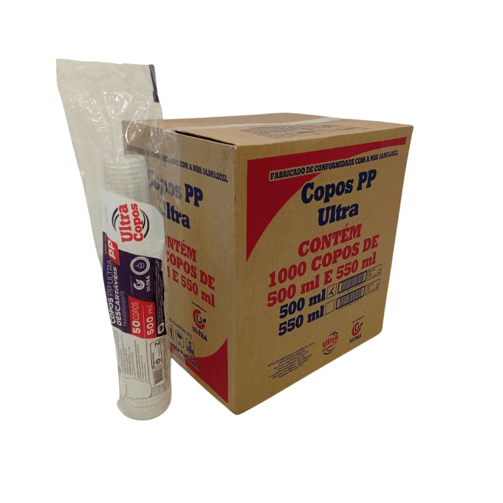 Copo Ultra Transparente Liso de 500ml - Caixa com 1000 Unidades em Oferta na Shopee