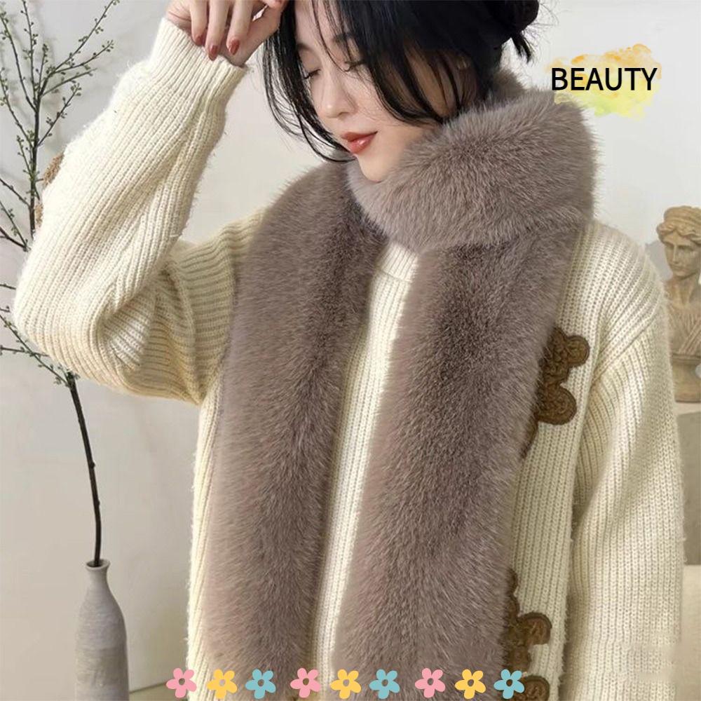 BEAUTYHOMEBR Lenço Longo De Pele Falsa , 6 Cores , 180 Cm , Xale De Luxo Espesso , Lenços Femininos Vintage