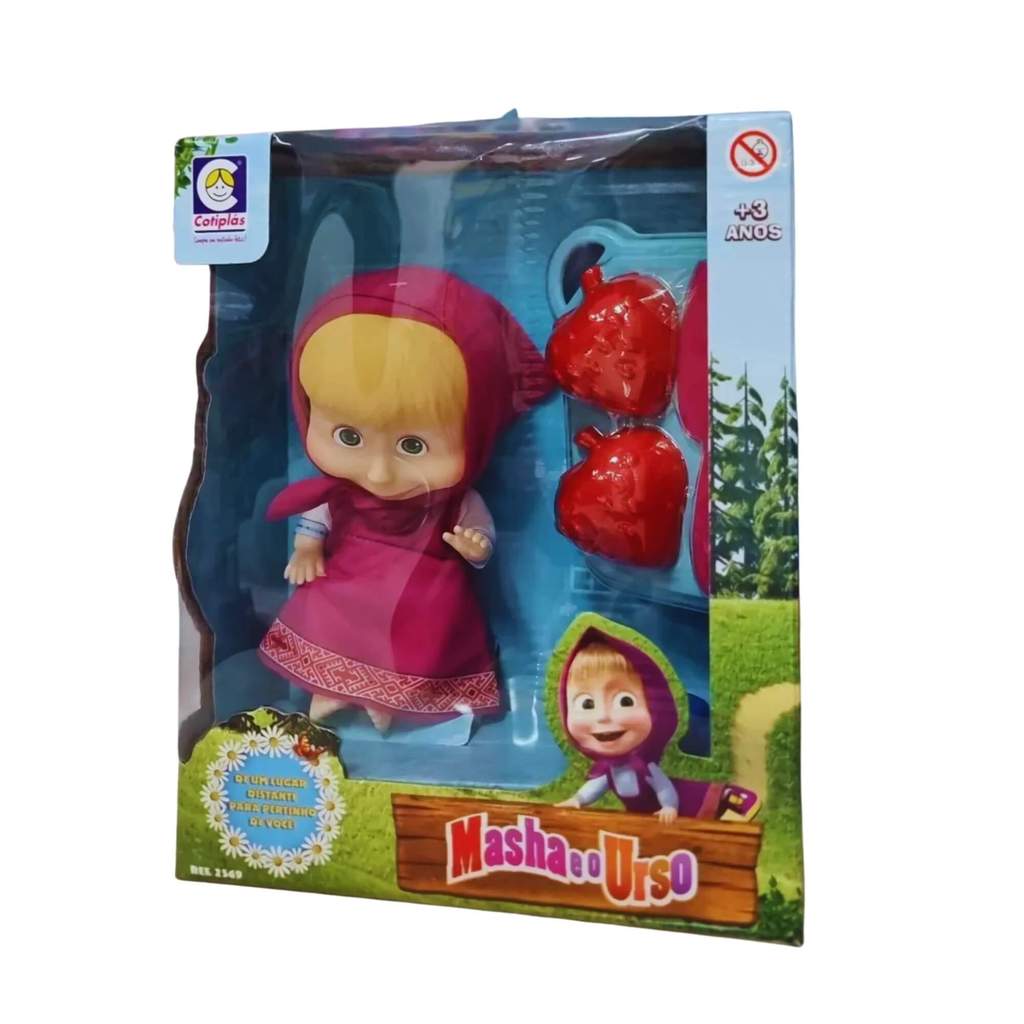 Boneca Masha E O Urso 18 cm com Acessórios para Crianças a Partir de 3 Anos Cotiplas - 2569