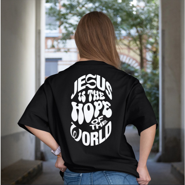 [Camiseta Premium em Algodão Puro]CC Camiseta Oversized "Jesus is the Hope of the World" Evangélica Treino Academia