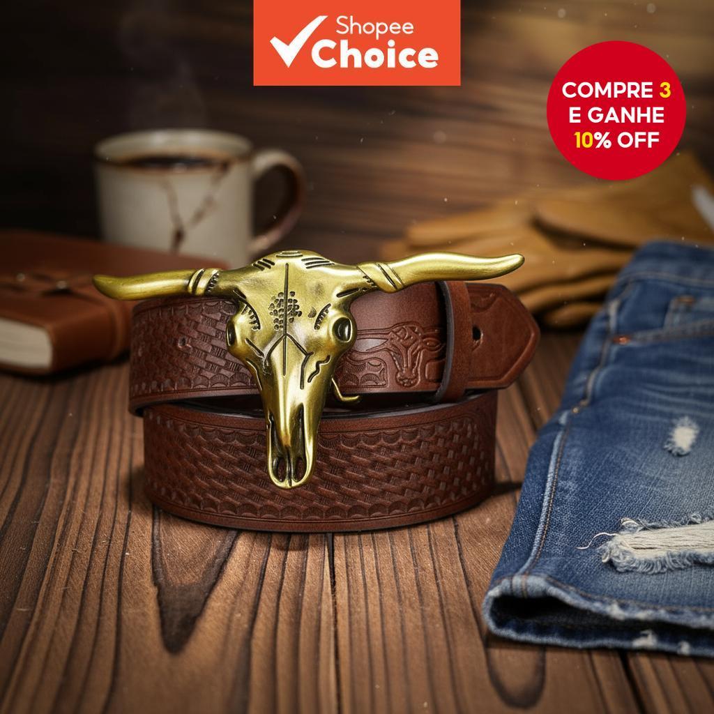 Cinto de couro PU para homens com fivela em placa gravada, estilo punk cowboy ocidental.