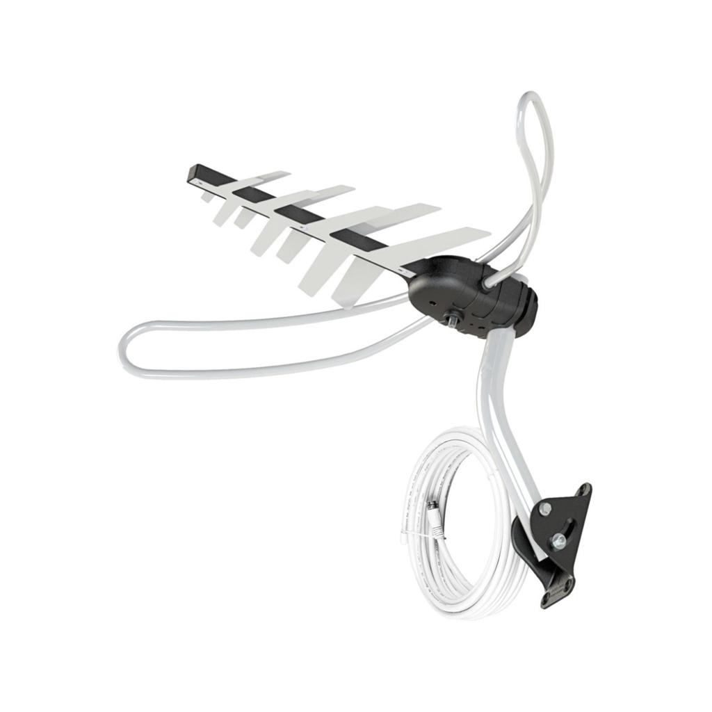 Antena Tv Digital Externa  4 Em 1 Vhf/uhf/fm/hdtv Dtv-3000, Completa, Com Mastro E Cabos 15 Metros