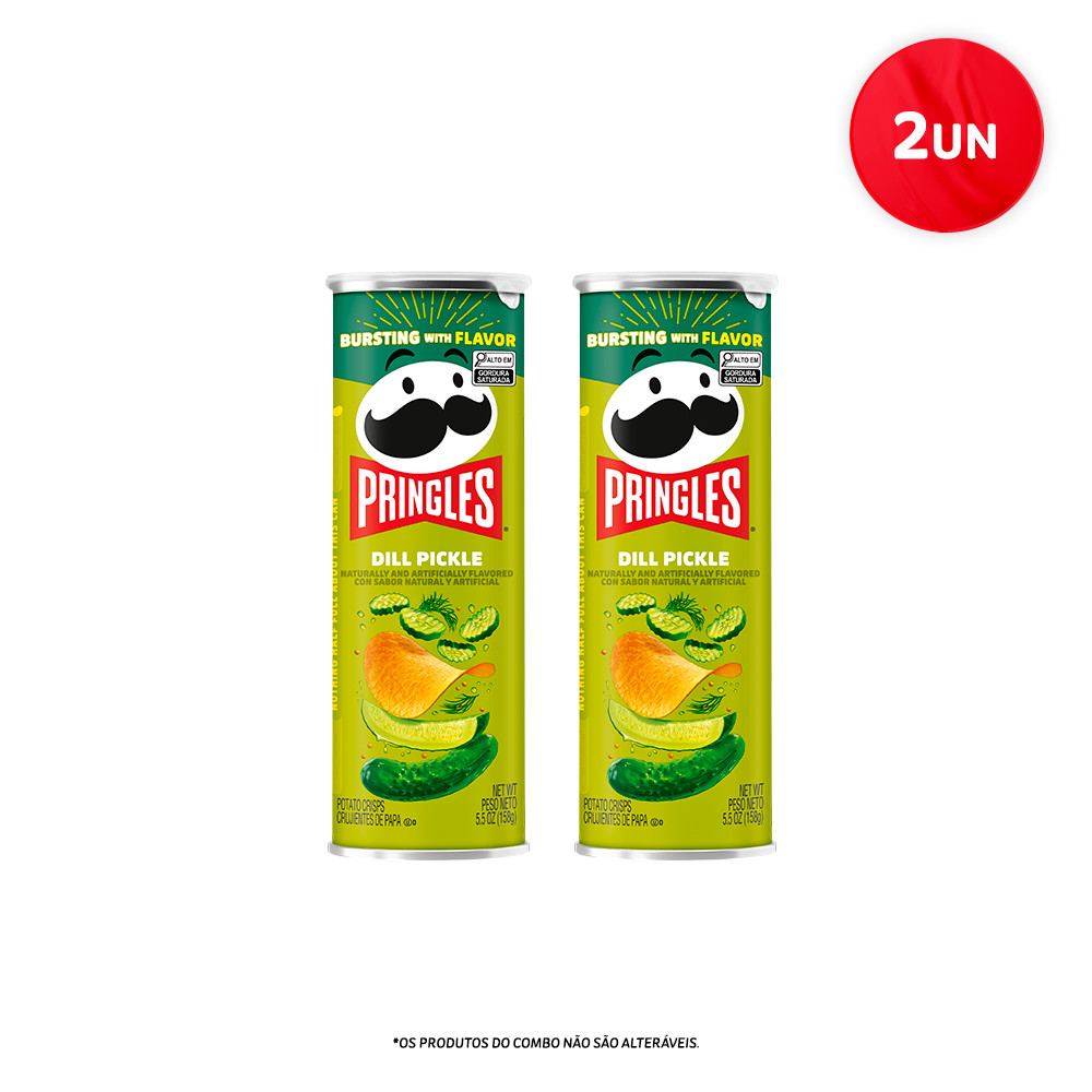 Combo Pringles Importada Dill Pickle Crisps Picles Crocante 158g 2 unidades