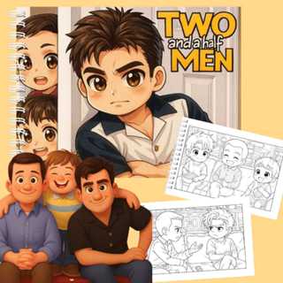 Livro de colorir two and a haf men | DOIS HOMENS E MEIO | Capa dura | folhas grossas 180g | 50 folhas em Oferta na Shopee