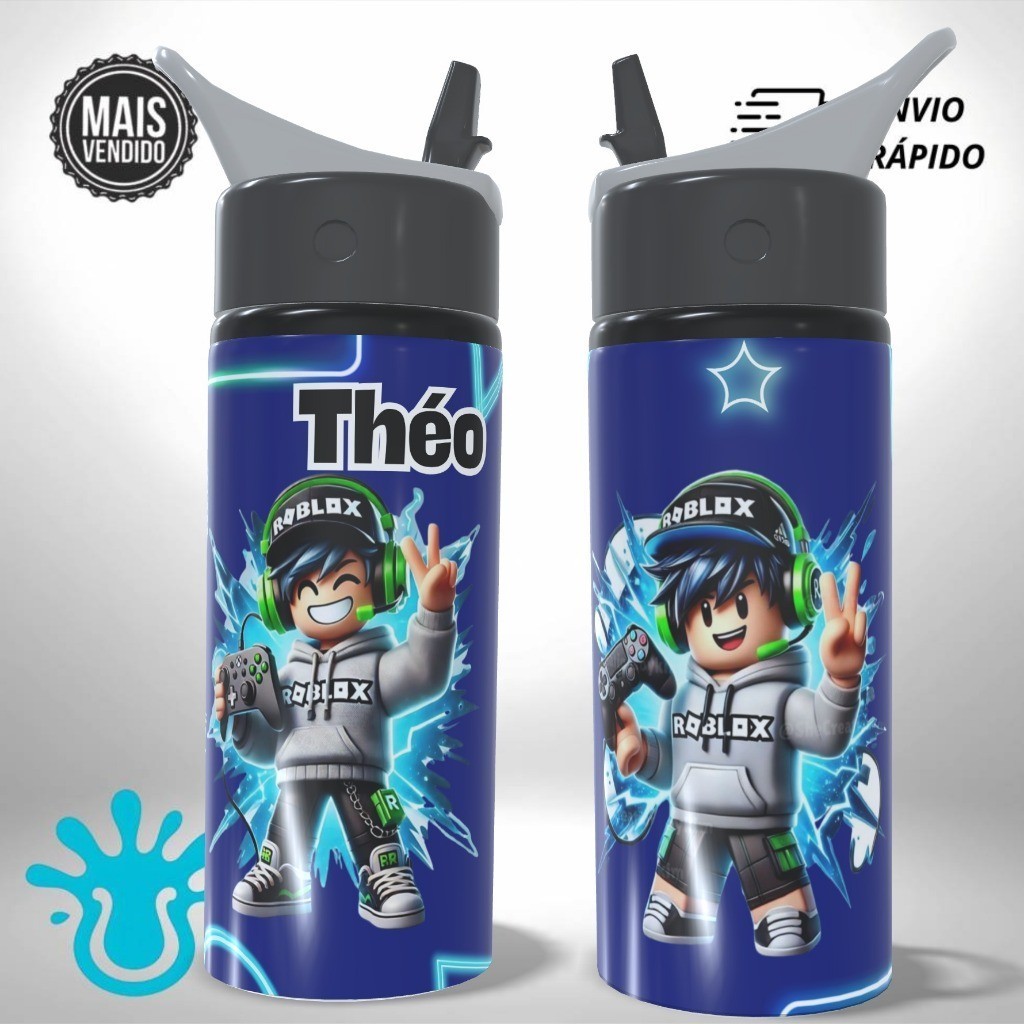 Garrafa Alumínio Infantil Personalizada Roblox Gamer Menino Escolar - Presente em Oferta na Shopee