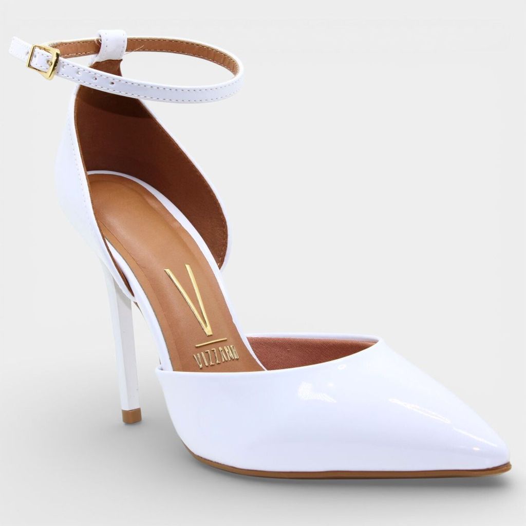Scarpin Vizzano Salto Alto Verniz Feminino - Branco em Oferta na Shopee