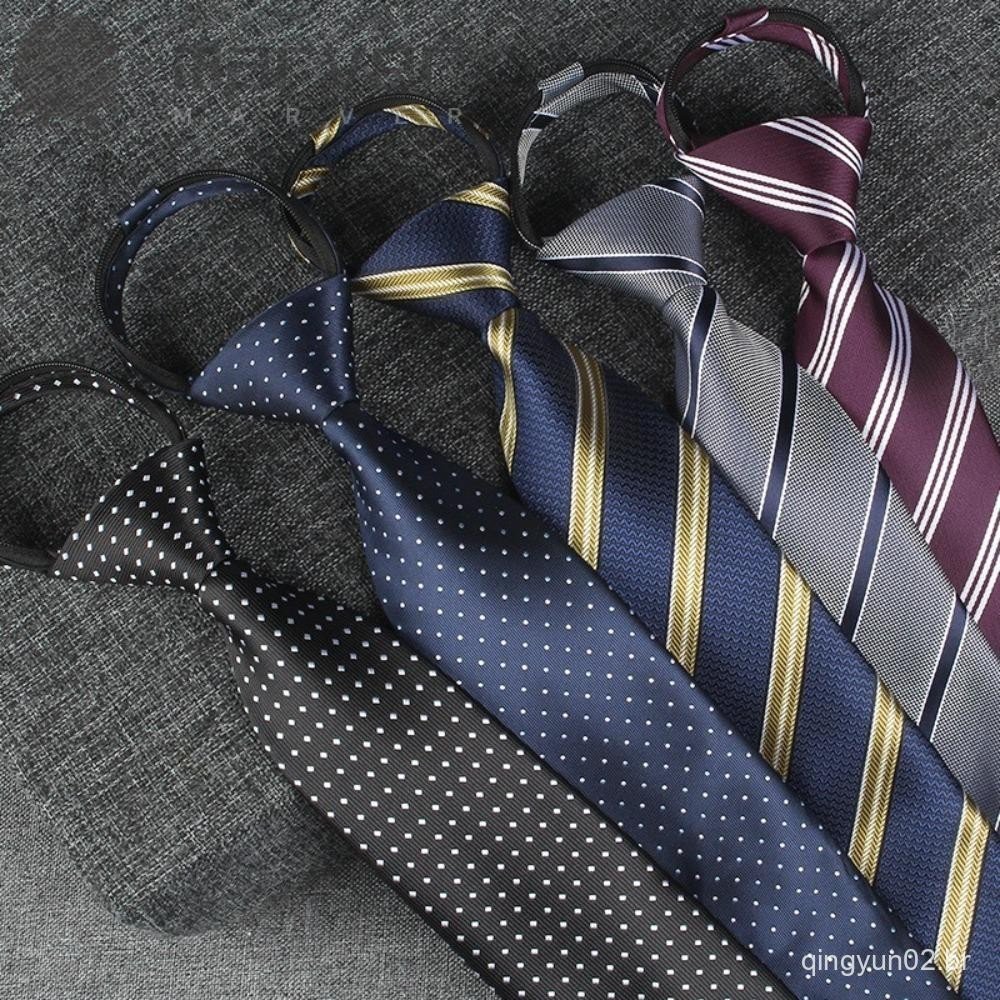 Gravata Ajustável MARVER , Masculina Preguiçosa Listrada De Cor Sólida Slim Fit Com Bolinhas E Zíper