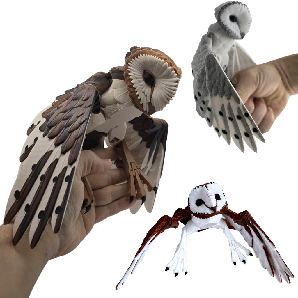 Coruja De Celeiro Figura Articulada Estatuetas Articuladas Ornamento De Articulação Móvel 3d Impresso Pássaro Para Anive em Oferta na Shopee