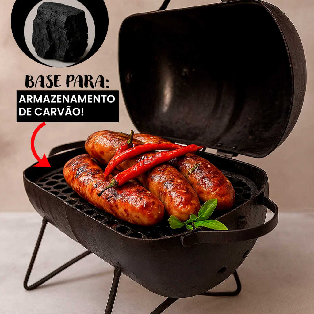 Churrasqueira Portátil Móvel Bafinho  Tambor Mini Preta Assados em Oferta na Shopee