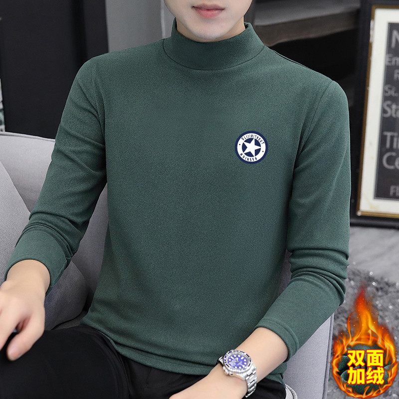 Camisa de fundo de veludo alemão masculina outono inverno quente topo dupla face veludo moda impressa masculina meia alt