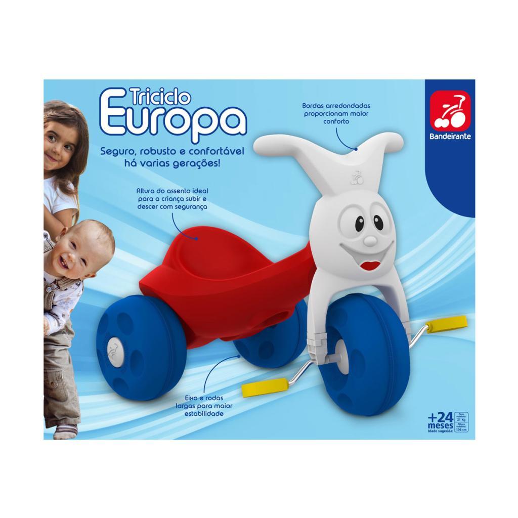 Triciclo Infantil - Europa - Vermelho E Azul - Bandeirante V Vermelho/branco/azul