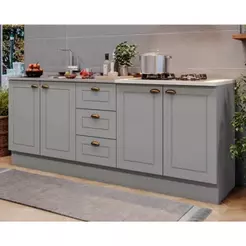 Cozinha Completa Americana 3 Peças (2 Balcões + 1 Complemento) s/Pia CZ138 Cinza - Henn