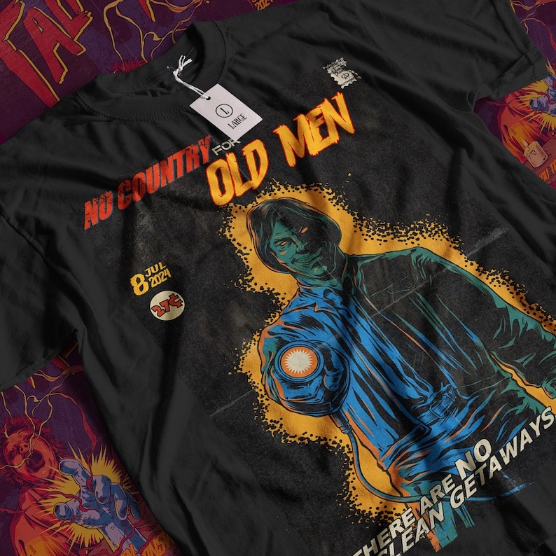 Camiseta Masculina Feminina Oversized Camisa Streetwear Vintage Aesthetic No Country for Old Men Estilo Urbano