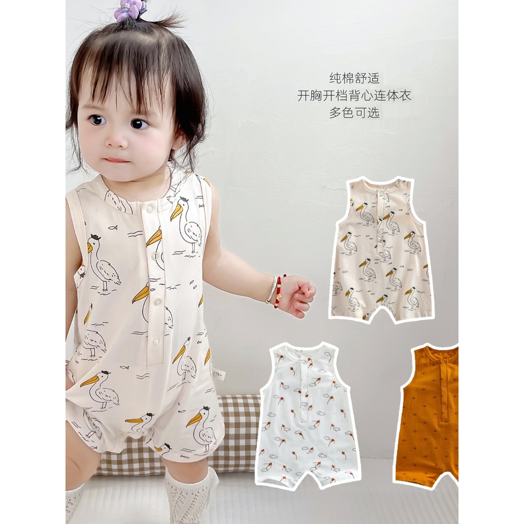 Ins fino roupas de bebê puro algodão sem mangas macacão bonito Super bonito bebê menina roupas de verão bebê menino maca