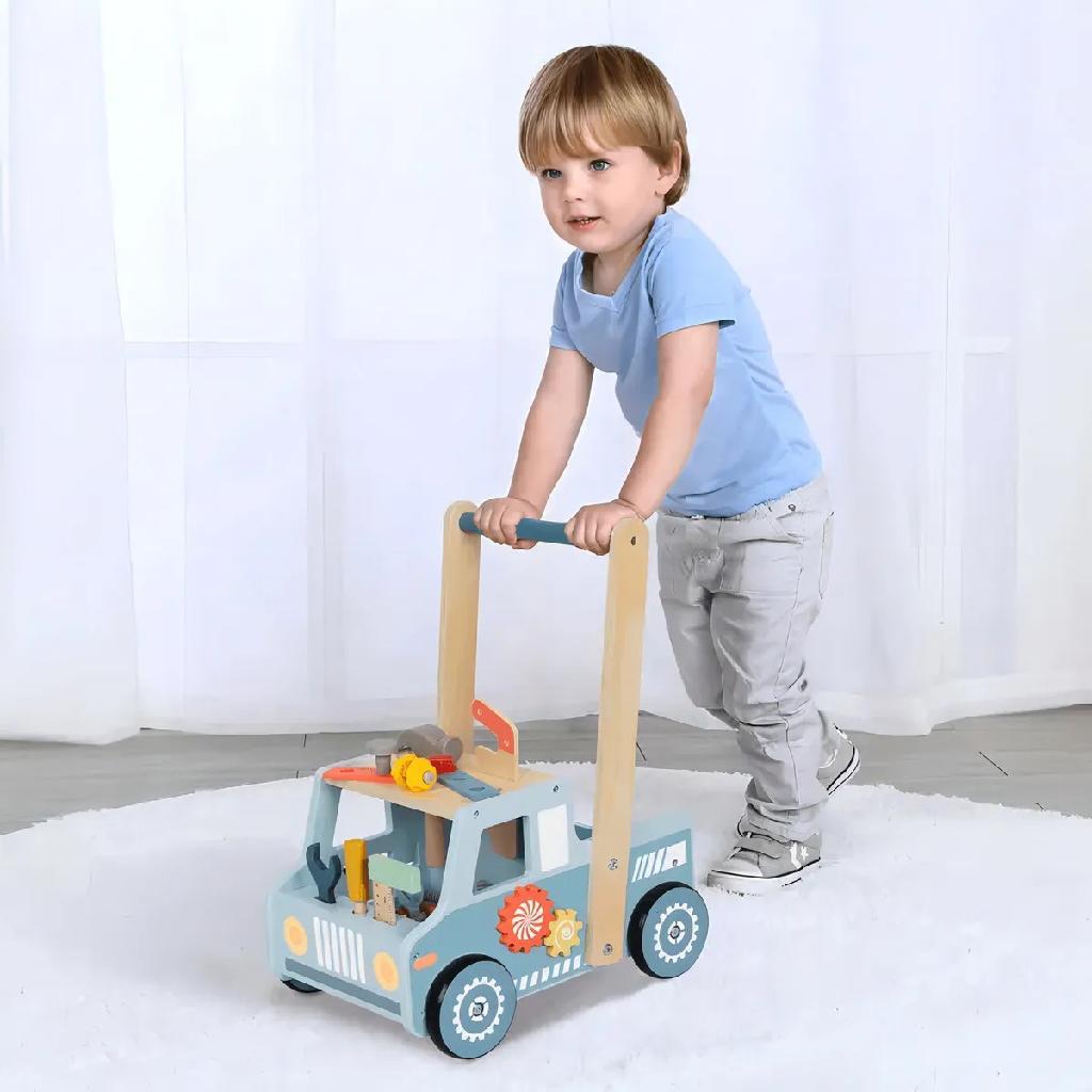 Andador Infantil de Madeira com Ferramentas e Acessórios 46 Peças Brinquedo Educativo - Tooky Toy