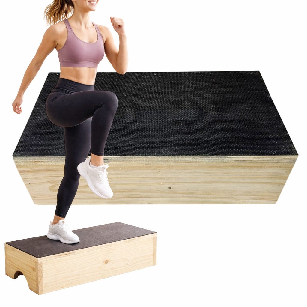 Step De Madeira 50x27x15cm Com Antiderrapante Fitness Academia Ginástica