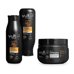 Combo Vult: Shampoo Cachos 3A a 3C 350ml + Condicionador Cachos 3A a 3C 325ml + Gel de Definição Cachos e Crespos 250g
