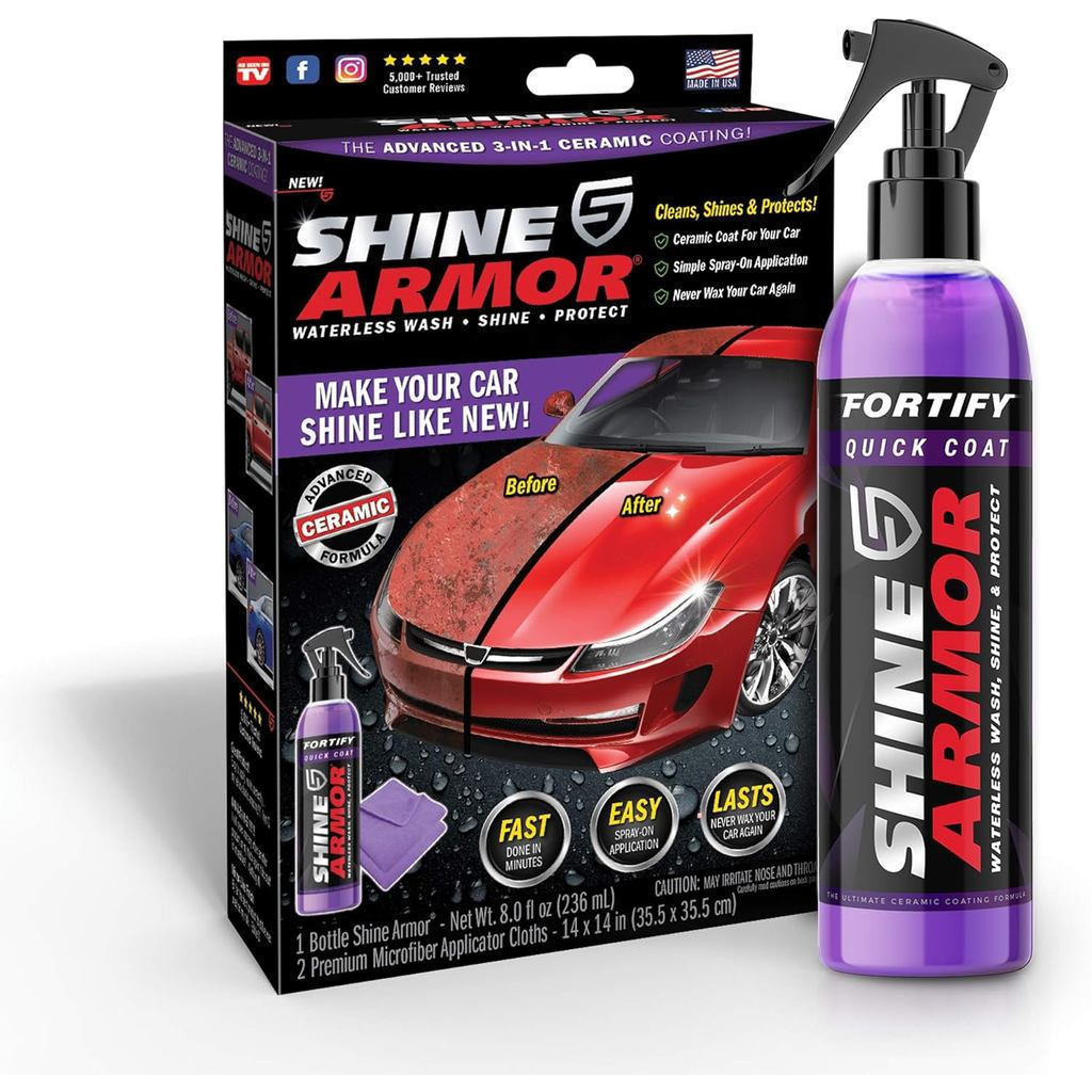 SHINE ARMOR Fortify Quick Coat: Revestimento Cerâmico de Alto Desempenho, Cera Automotiva, Polidor de Acabamento Repelen