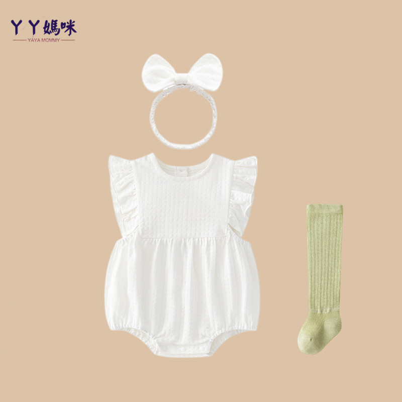 Bebê bebê roupas de verão cem dias bebê menina puro algodão bonito manga voadora roupas de bebê recém-nascido mês inteir