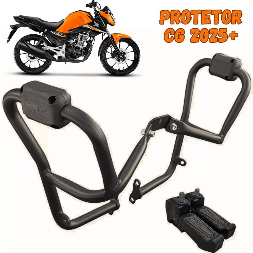 PROTETOR DE CARENAGEM E MOTOR CG 160 TITAN FAN START 2025 GBS COM PEDALEIRA
