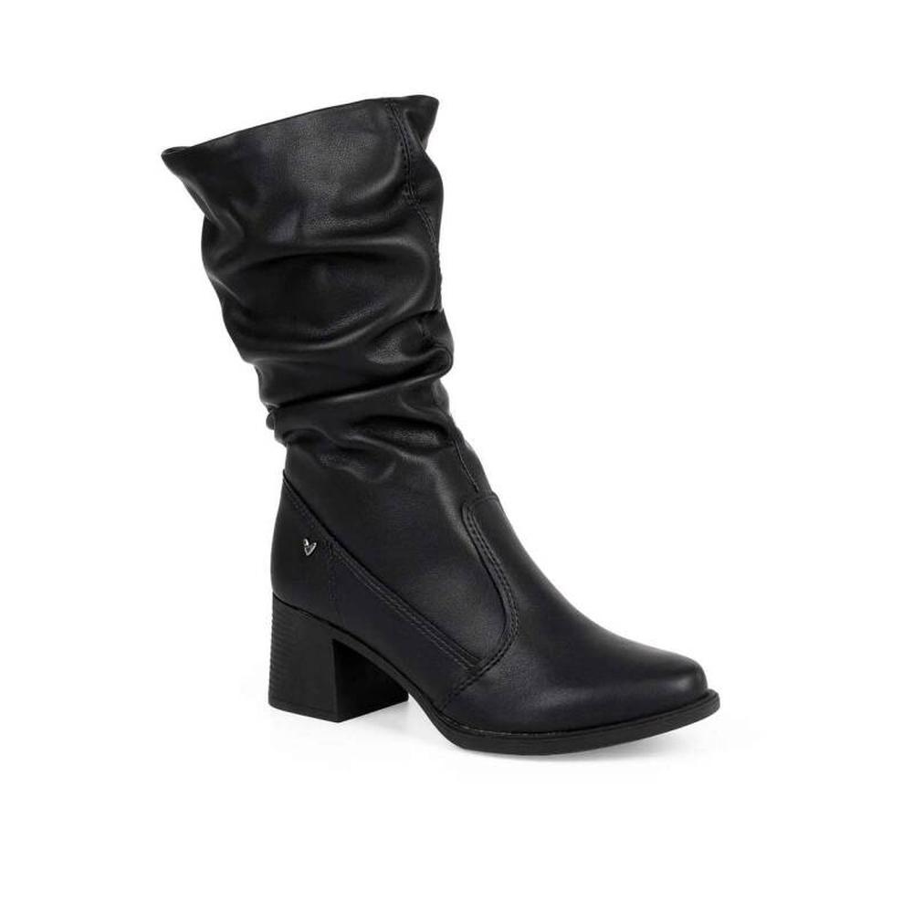 Bota Mississipi de Cano Médio com Salto Bloco - Preto